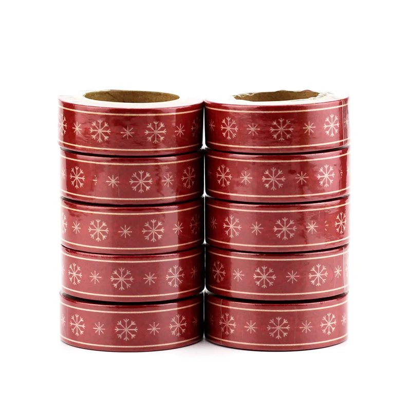 

10pcs/lot Decor Christmas Washi Tapes Paper Red Snowflake DIY Scrapbooking Planner Adhesive Masking Tapes Cute Stationery