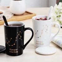 ceramic coffee mugs 12 constellations creative water cups home or office protable tea drink milk cup gifts mug with spoon lid