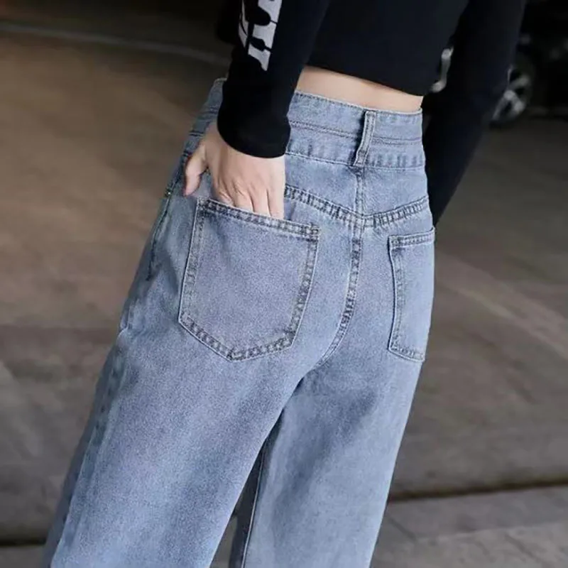 

Summer Woman High Waist Jeans Wide Leg Denim Clothing Blue Streetwear Vintage Jeans 2021 Fashion Harajuku Straight Pants 50-40