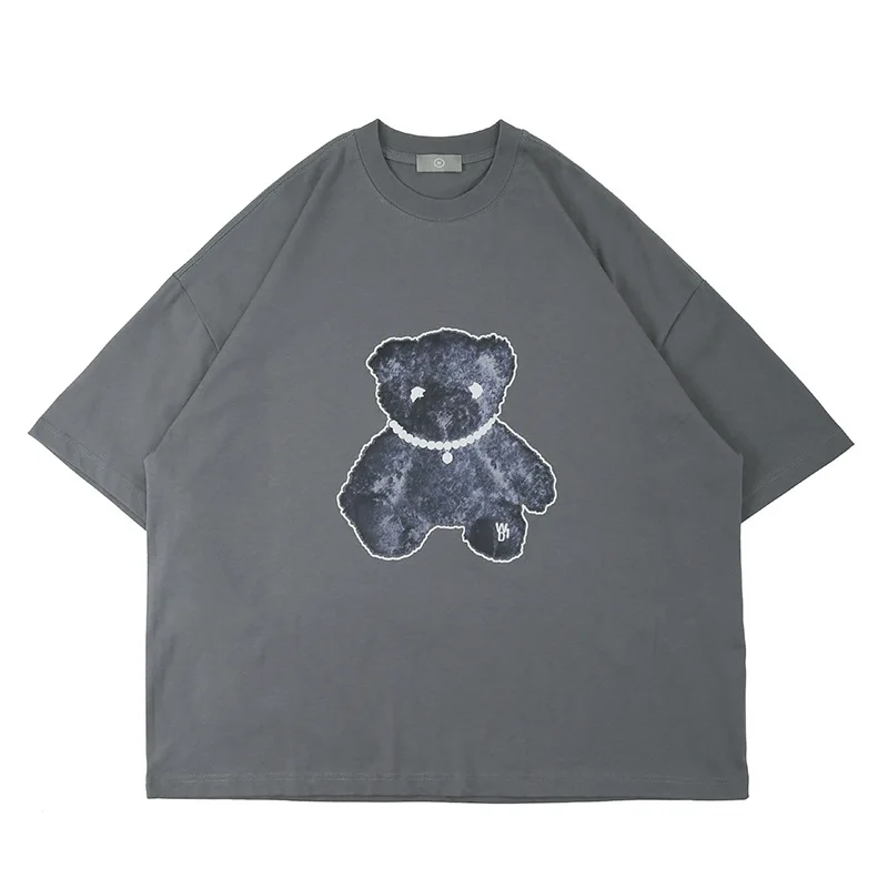 

Fgss men's wear new fashion brand bear doll print loose oversive short sleeve T-shirt for men and women
