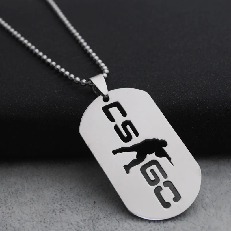 

5 GO Counter-Strike Logo Symbol Necklace Round Global Offensive Necklace Stainless Steel Anime Game CS Logo Necklace jewelry