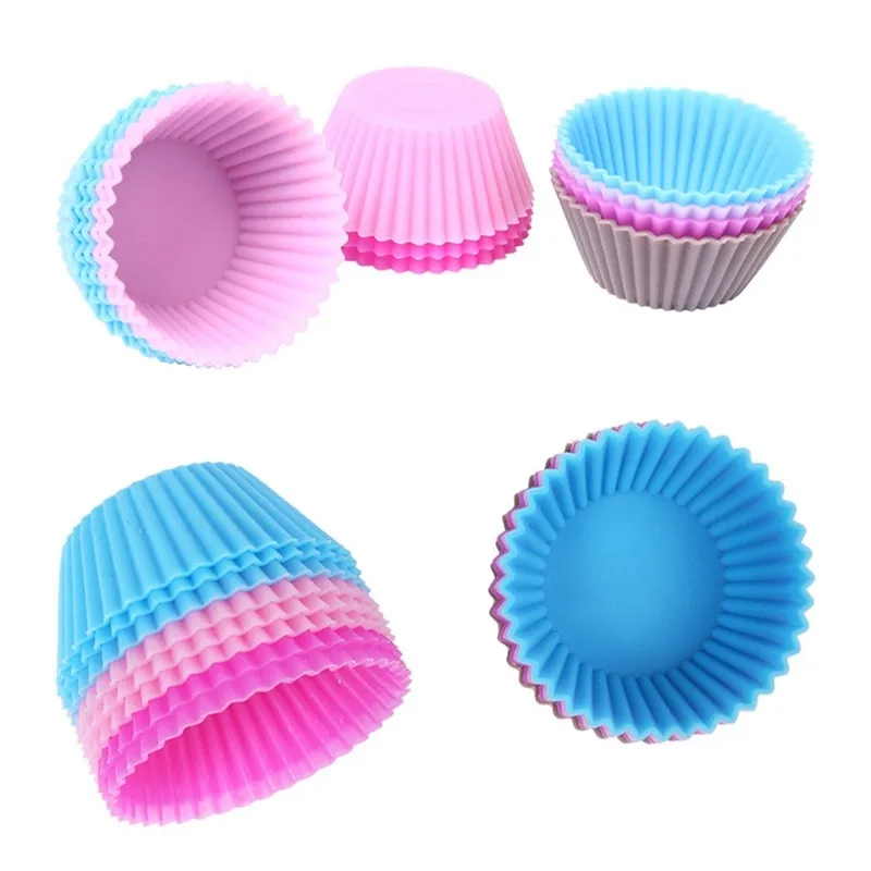 

6pcs Silicone Cake Mold Muffin Cupcake Baking Dishes Pan Form To Bake Dessert Decorating Tools Bakeware Kitchen Dining Bar