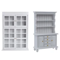2 pcs 112 dollhouse miniature furniture white 1 pcs kitchen dining cabinet display shelf 1 pcs multifunction wood cabinet bo