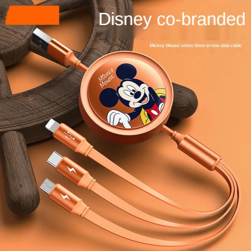 

Disney data cable is suitable for iPhone/Android/Type-C/Xiaomi/Huawei/iPad/Samsung mobile phone three in one fast charging cable