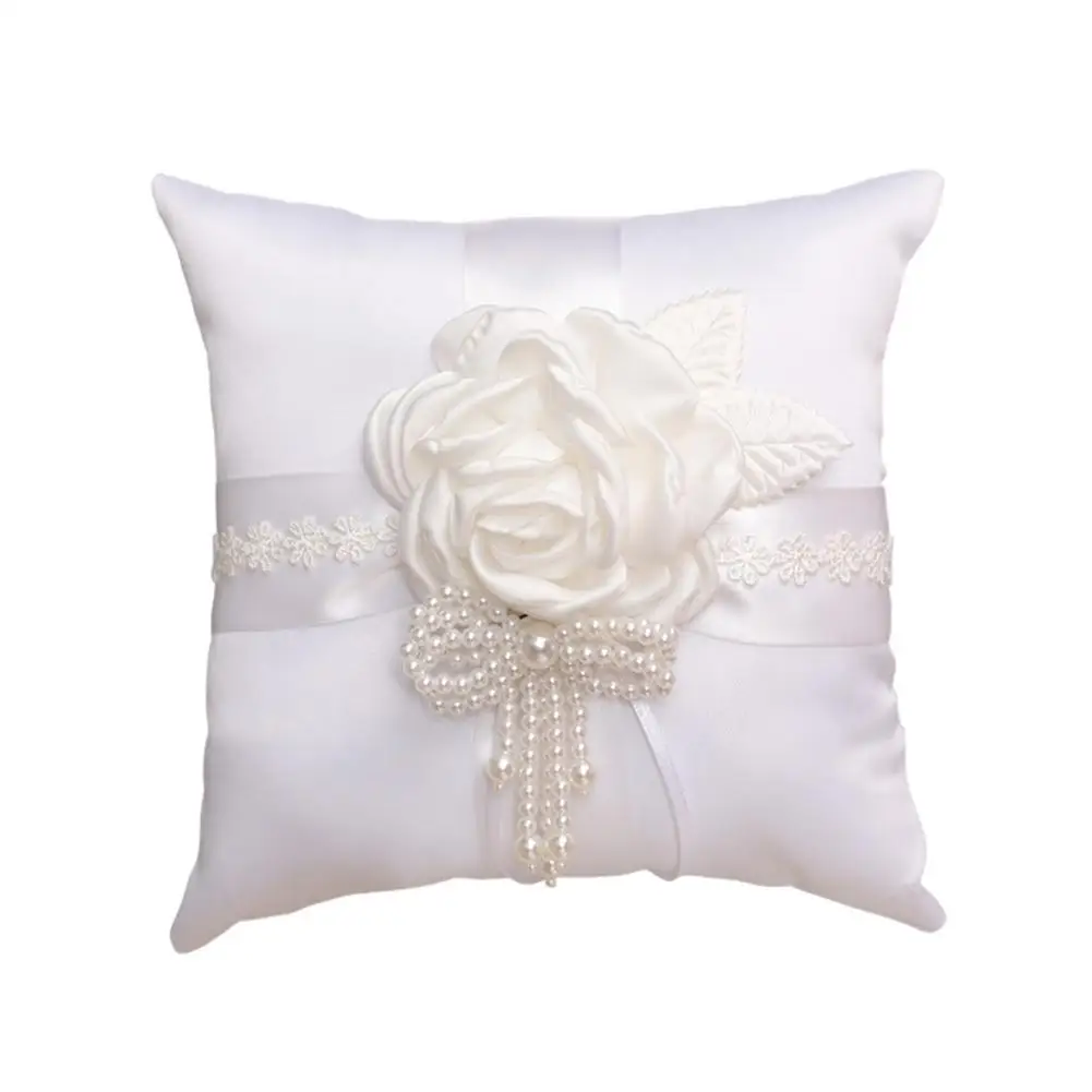 Wedding Ring Pillow Flower Basket White Cushion For Wedding Accessories Home Room Wed Party Decor