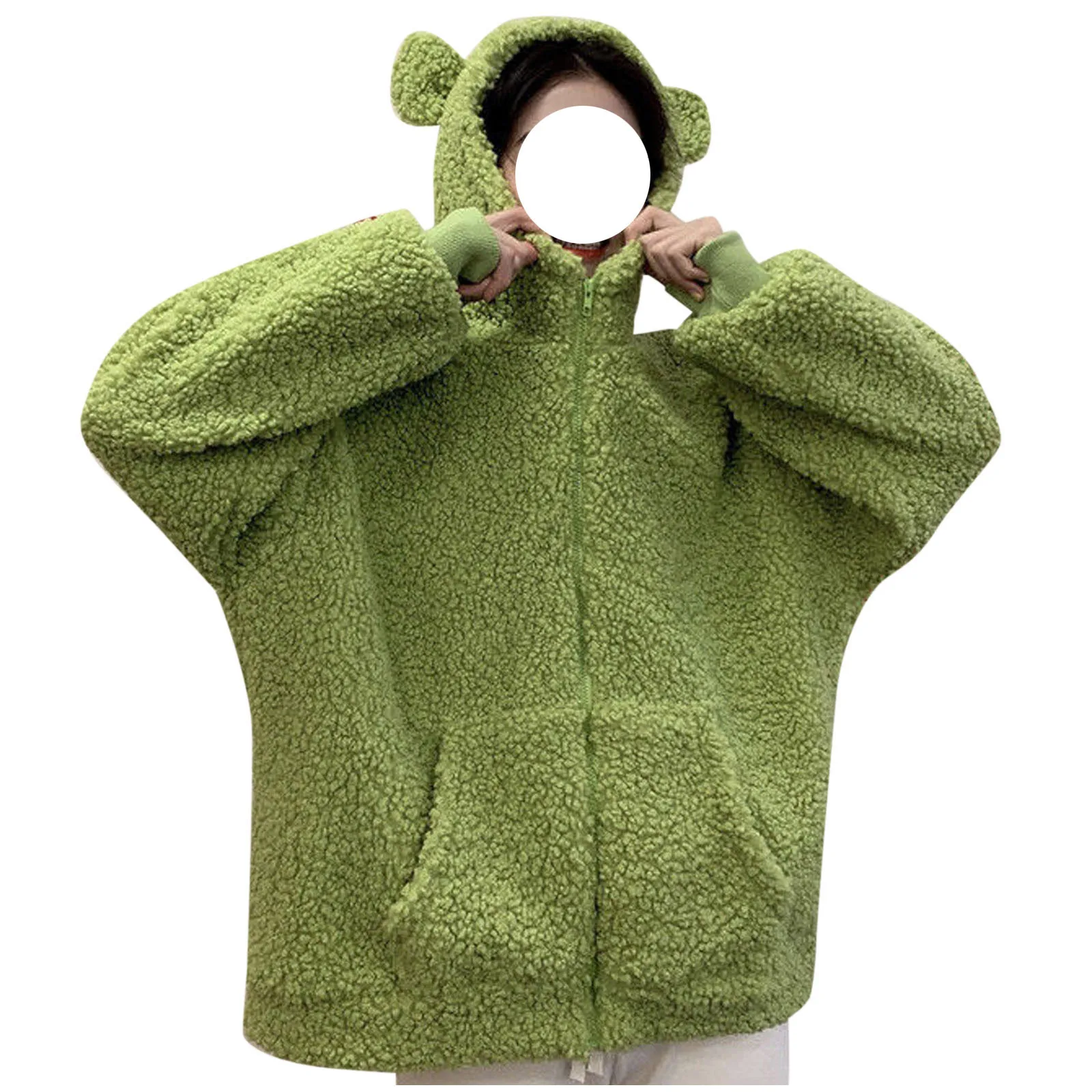 

Women Fleece Pullover Hoodie Sleeve Coat Blouse Loose Casual Fashion Long Women's Coat Coat