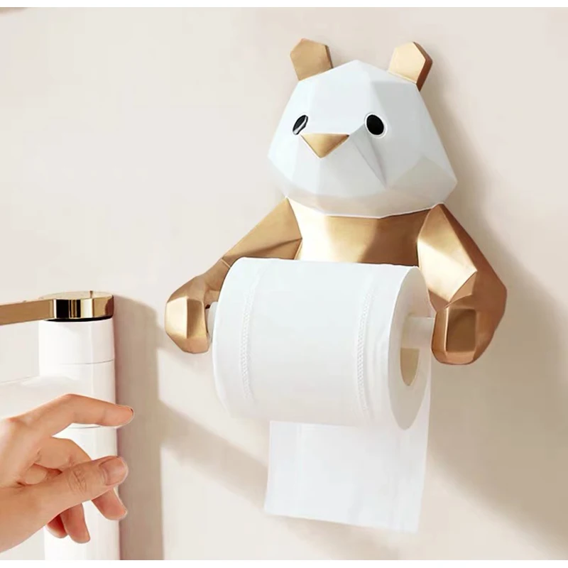 Смола Panda фигурин рулон туалетной бумаги держатель Box настенный Wi-Fi Ванная