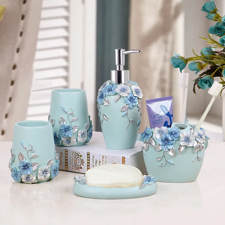 

Five-piece Bathroom Set European Wash Accessories Set Bathroom supplies Kit Wedding Gift Set Bathroom Tray Makeup Mirror Tissue