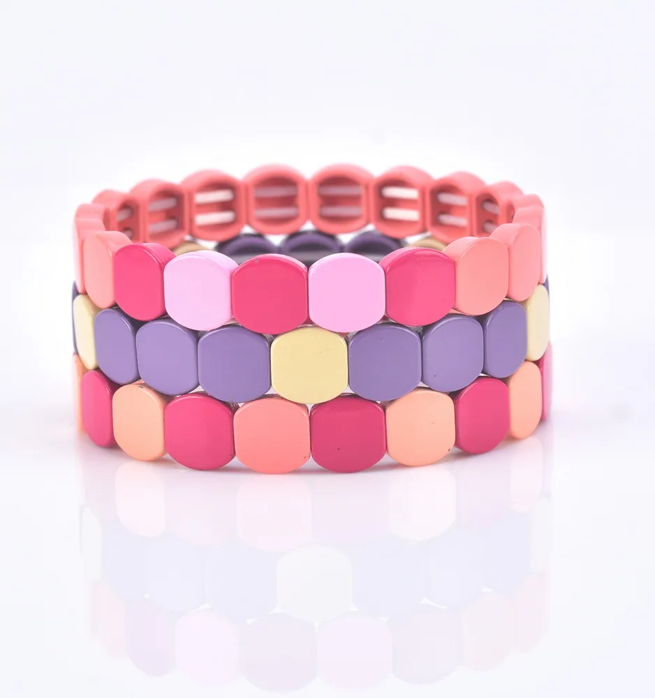 KSRA 2019 высокополированный Радужный Браслет из бисера эмаль растягивающийся