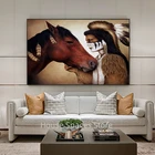 Оригинальная американская индийская Картина на холсте красная лошадь картина на стену художественный плакат Современная декоративная настенная Картина гостиная домашний декор