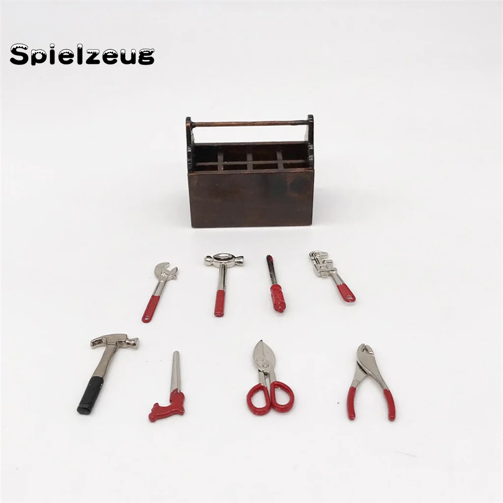 BEHATRD 1:12 кукольный домик аксессуары мини ящик для инструментов деревянный ручной
