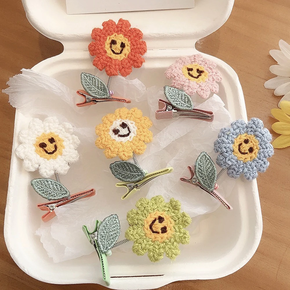 

Cute Wool Knitted Sun Flower Hairpin Hairpin Cute Clip Headdress Girl Side Clip Duckbill Clip Women Fashion Hair Accessories