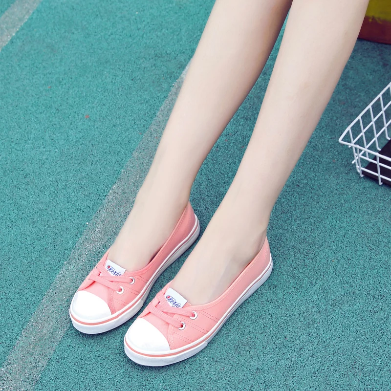 

2022 New Women Casual Shoes Candy Colors Round Toe Flat with Shoes Fashion Canvas Lace-Up Solid Color Breathable Shoes Woman