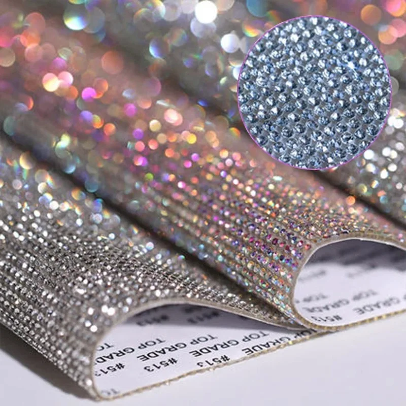 

Shiny Glass Rhinestone Sticker Sheet Trim Crystal Stickers Beaded Applique DIY Car Decoration Self Adhesive Embellishment Tablet