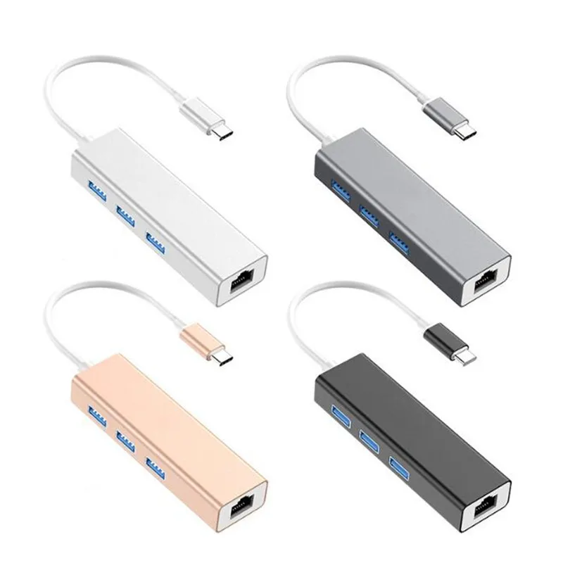 Usb-хаб Type-c к Rj45 100Mbp 3 порта USB 0 сетевая карта TYPEC для планшета ноутбука