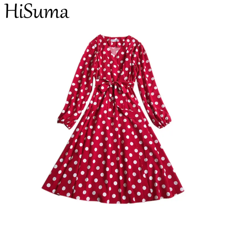 Женское летнее платье HISUMA с V-образным вырезом и рукавами-фонариками Бандажное