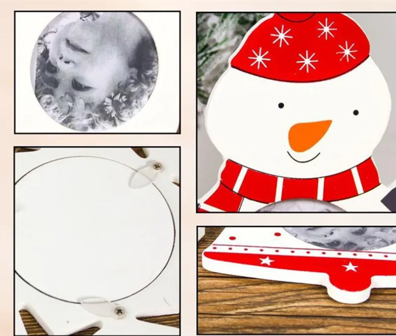 Рождественские украшения для дома DIY деревянная подвесная фоторамка Jingle подвеска-колокольчик современные фоторамки Новогодние украшения