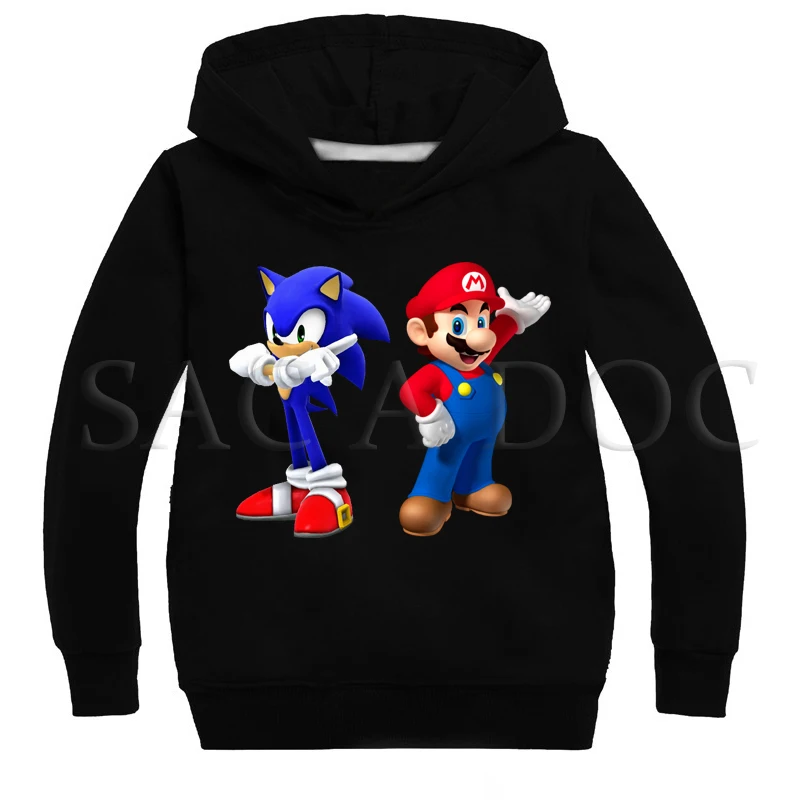 Hoodies 3 Новое поступление, детские осенние толстовки с капюшоном с принтом Соника и Марио толстовки для маленьких мальчиков и девочек детская верхняя одежда, топы с длинными рукавами - Цвет: Hoodies 3