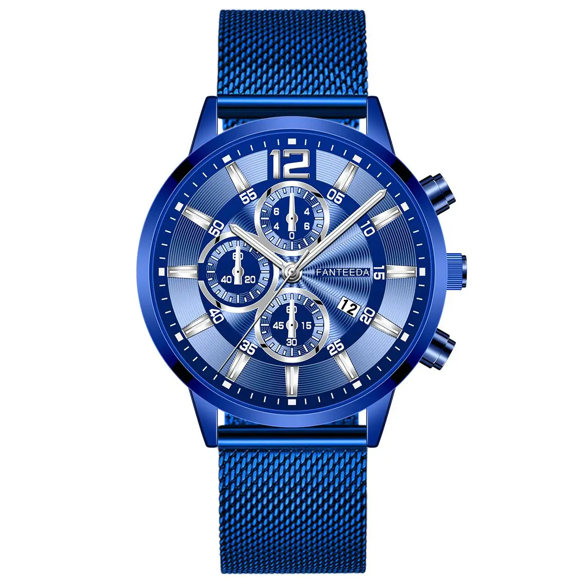 Relogio Masculino Men's Fashion Casual Calendar Watches Stainless Steel Mesh Band Watch Men Business Luminous Quartz Wrist Watch