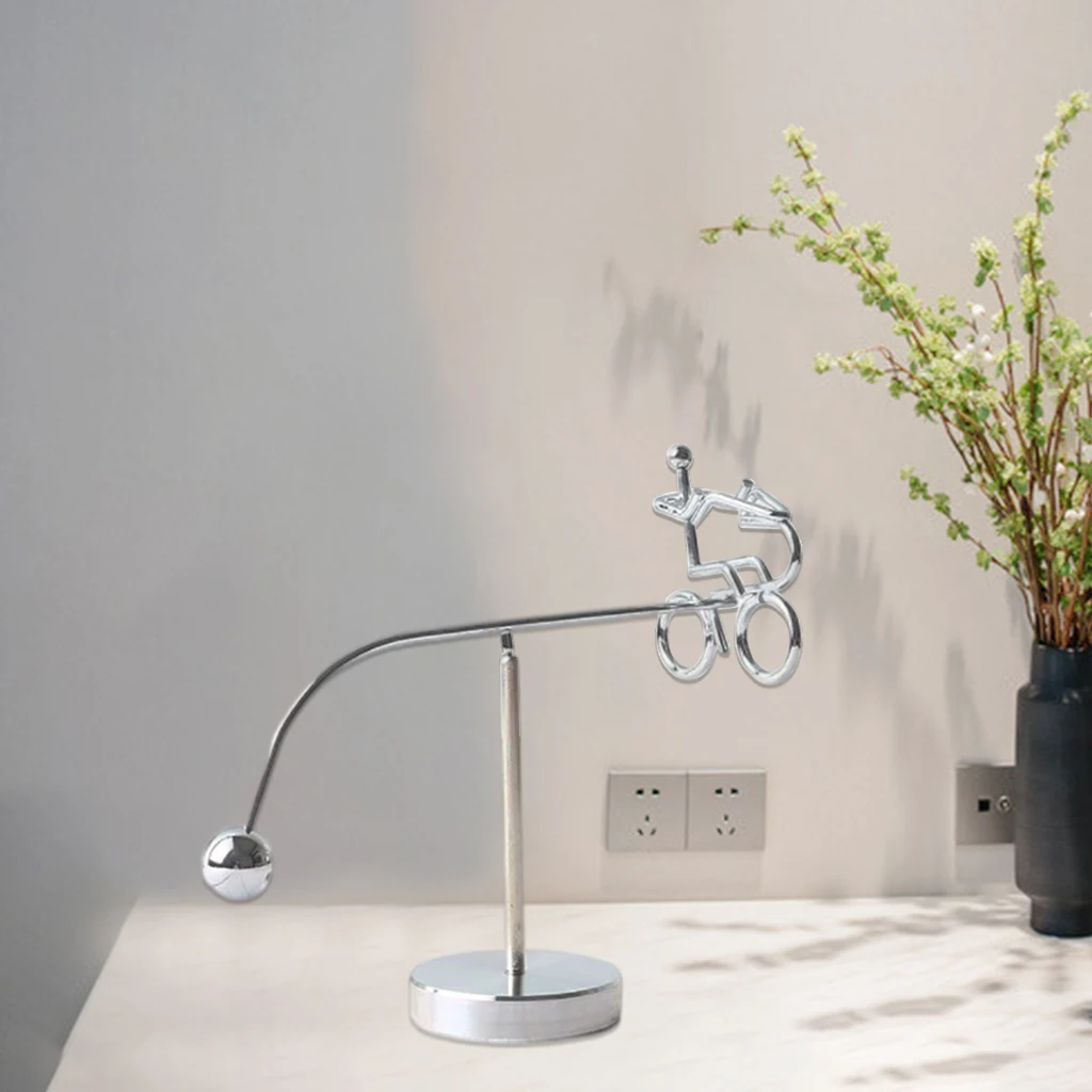 Metal Cycler Balance Toy Pendulum Revolving Bicycle Tabletop Ornament | Gags