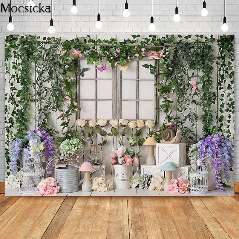 Spring Easter Backdrops for Photography Wedding Flower Photographic Backgrounds Kids Birthday Cake Smash Photo Props Studio