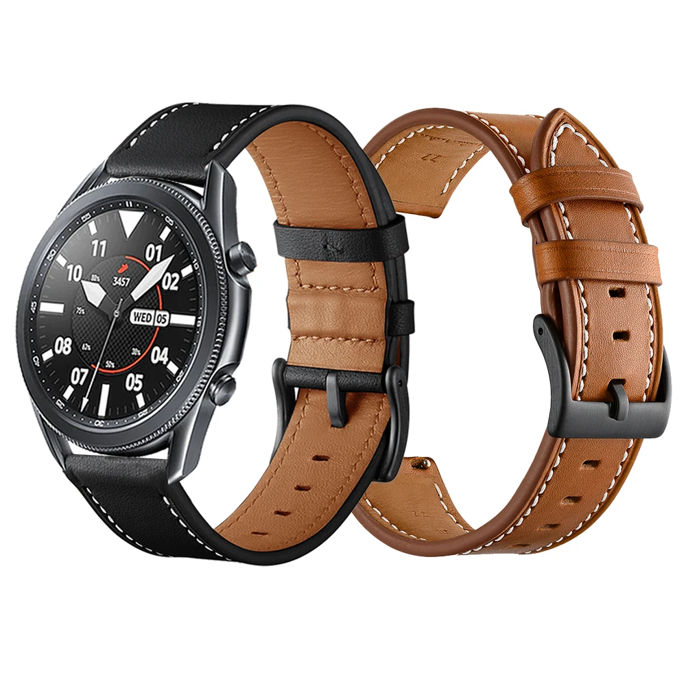 

Black Brown Leather Strap for Samsung Galaxy Watch 3 45mm 41mm Wrist Band Watchband For Samsung Watch3 Active 2 Replace Bracelet
