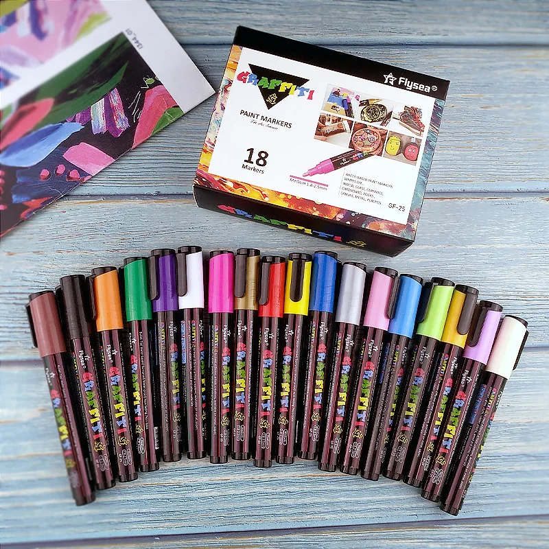 

Acrylic Marker 12/18/24 Colors Per Set Multifunctional DIY Graffiti Pen Grass Shoe Ceramic Paper Painting Supplies Art