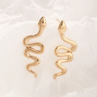 long curve snake stud earings for women girl vintage gold color animal brincos female ear stud punk gothic fashion jewelry 2021