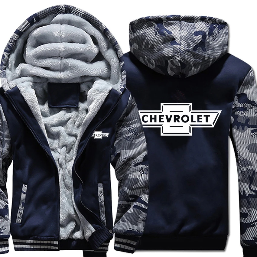 Chevrolet Hoodies Winter Camouflage sleeve Jacket Men Fleece Sweatshirt | Мужская одежда