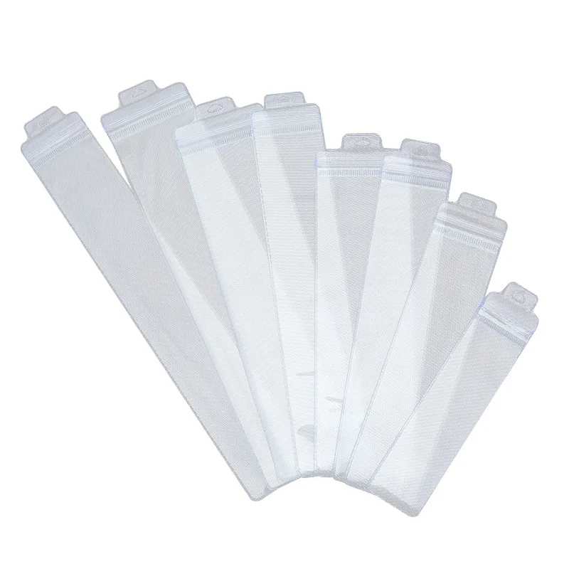 100pcs pvc Ziplock packaging bag narrow plastic transparent frosted eyebrow pencil sample card head self-sealing tableware bag
