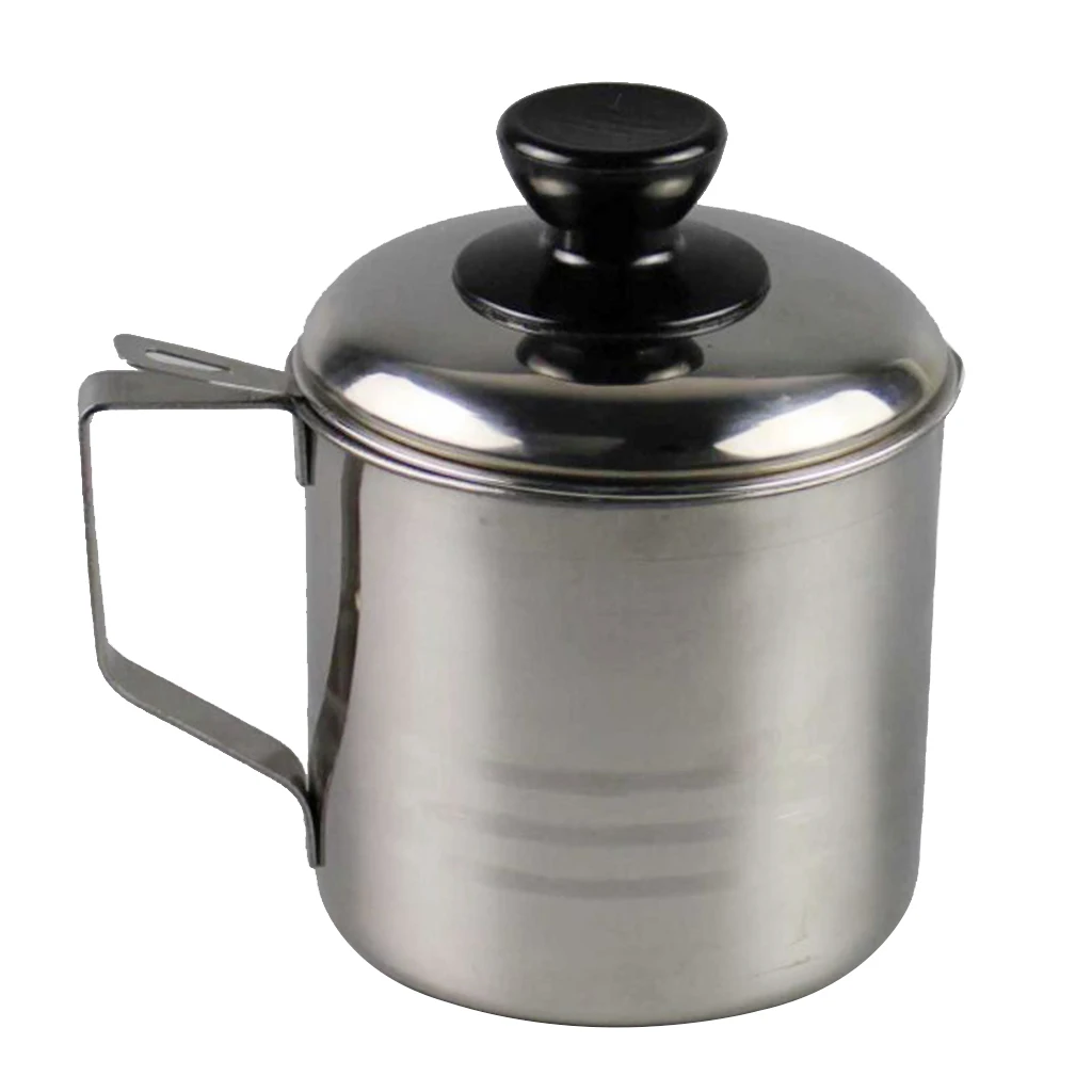 

Stainless Steel Oil Strainer Cup Mug with Removable Filter Mesh Household