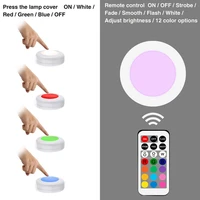 led cabinet light battery rgb color puck lights dimmable under shelf kitchen counter lighting remote controller night light