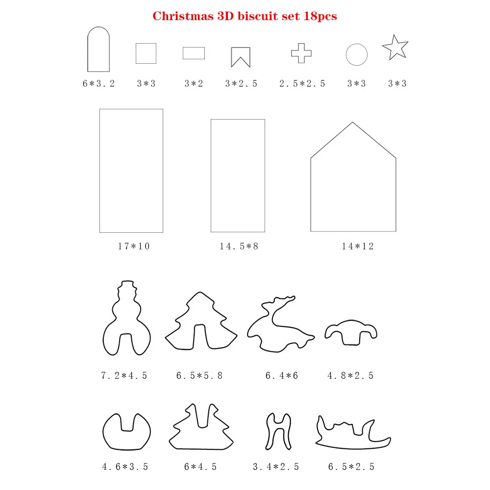 

2021 Gift 3D 18pc Christmas Cookie Cutter Mold Stainless Steel Cut Candy Biscuit Mold Cooking Tools DIY Christmas Decorations