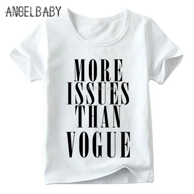 Детская модная футболка с надписью VOGUE летние топы принтом для маленьких