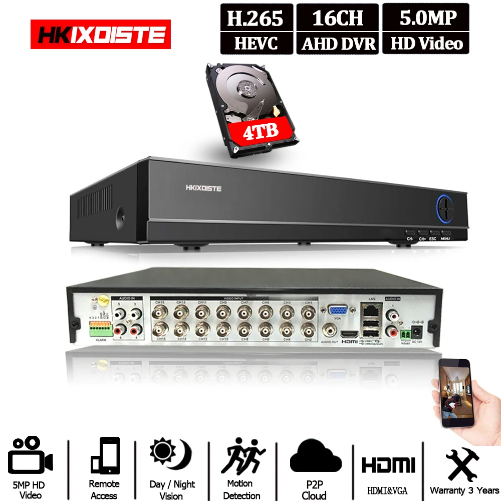 Камера видеонаблюдения hkixdiche 16 каналов 5 в 1 AHD DVR CVBS TVI аналоговая IP камера HD МП Cloud