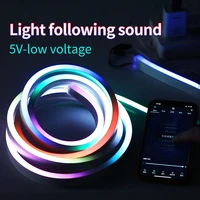 usb 5v led strip lights rgb color changing rope voice and music sync smart led lights for home tv bluetooth compatible
