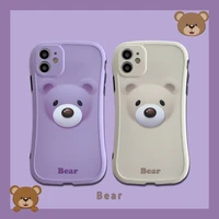 visual stereo bear phone case for iphone 11 pro x xs max xr 7 8 plus se 2020 cartoon anti fall protective cover new product