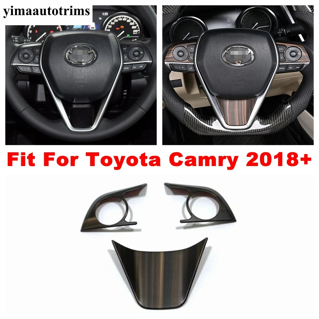 

Wood Grain Look Accessories Car Steering Wheel Control Button Frame Cover Trim Interior Refit Kit For Toyota Camry 2018 - 2022