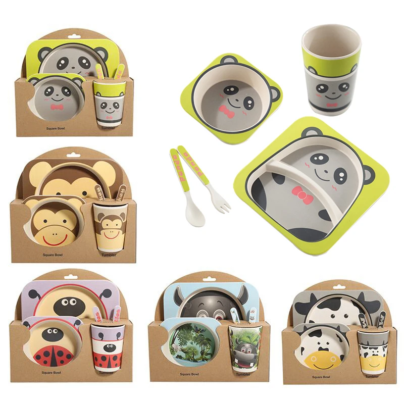 5 шт./компл. детская обеденная тарелка креативная съедобная посуда из бамбукового