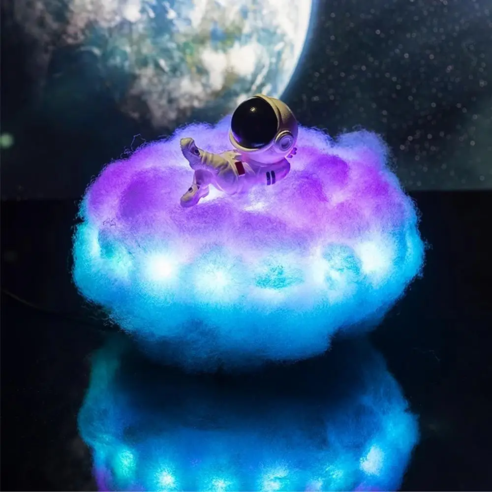 

New USB Rechargeable LED Colorful Clouds Astronaut Lamp With Rainbow Effect As Children's Night Light Creative Birthday Gift