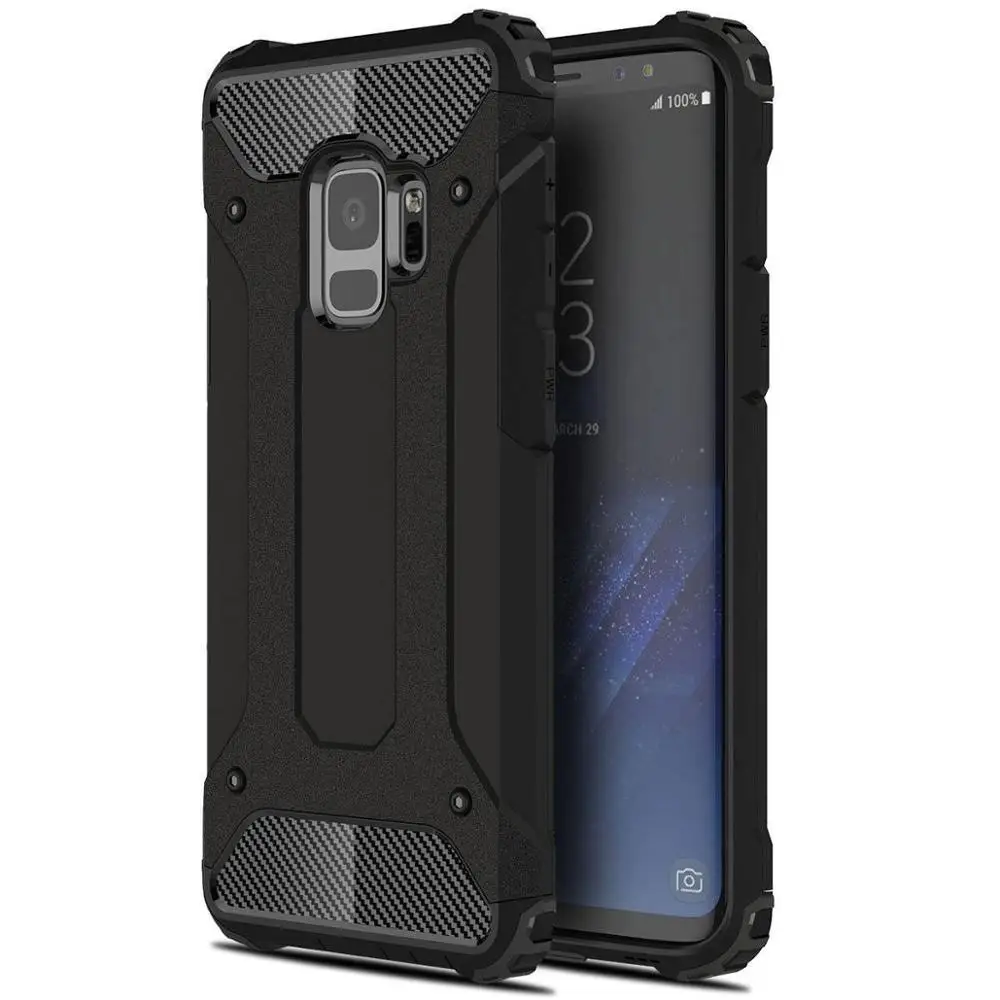 Black Роскошный гибридный прочный армированный чехол для телефона samsung Galaxy S10 S9 S8 Plus S7 S6 Edge S5 S10E S 10 Прочный противоударный защитный чехол - Цвет: Black