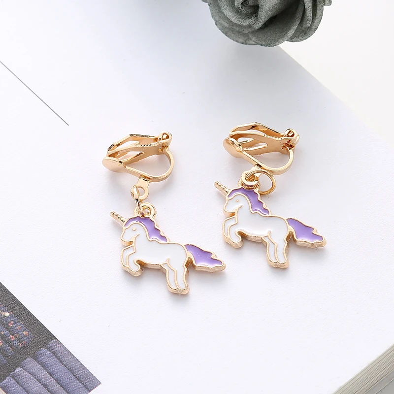 Серьги клипсы JUNWEISPIN2019 в Корейском стиле с фруктовым единорогом для девочек