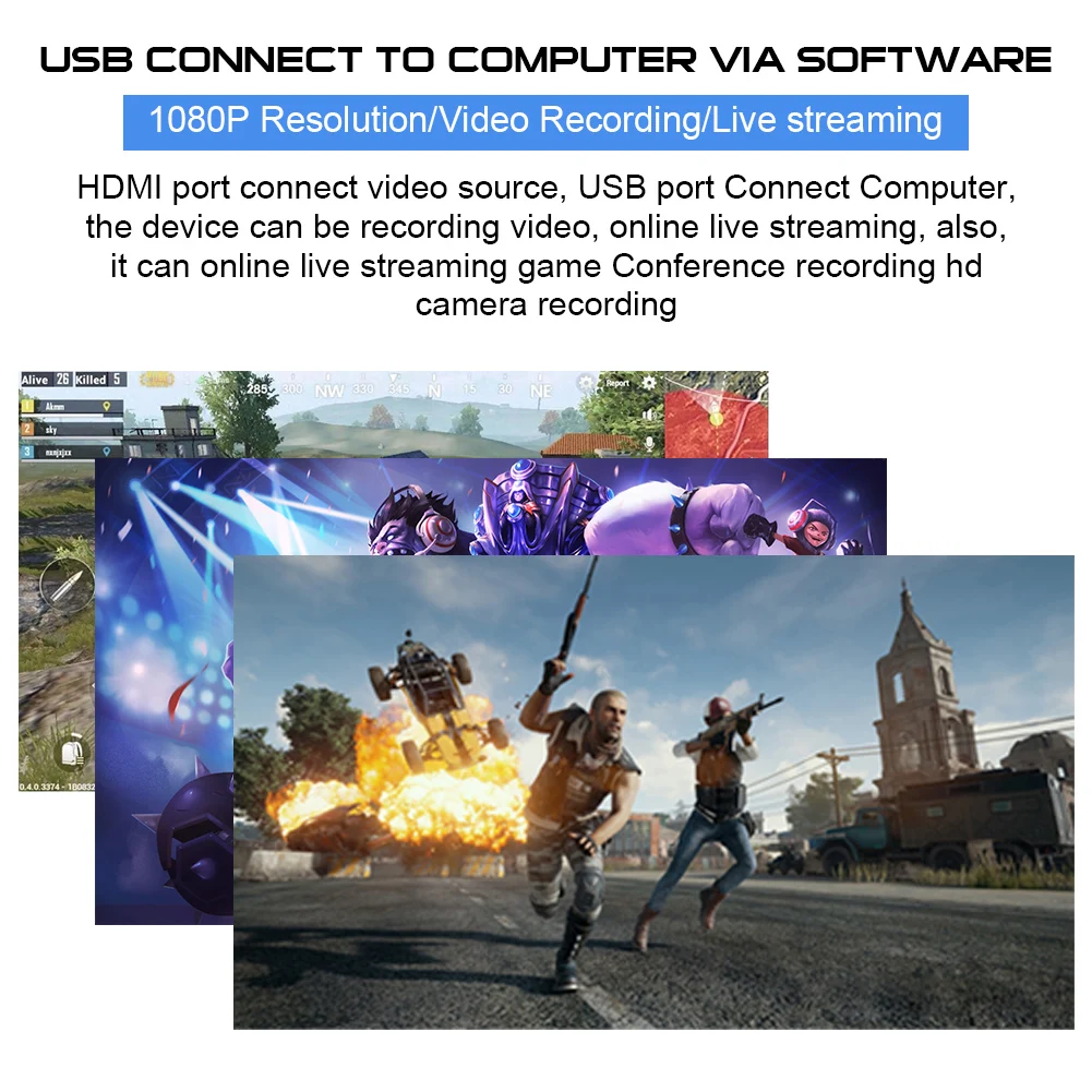 

HDMI Capture Disk to USB 2.0 Video Capture Card 1080P Recorder Game/Video Streamer iPhone Samsung with Adapter Support OBS