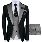 Костюм мужской свадебный из жаккардового пиджака, жилета и брюк