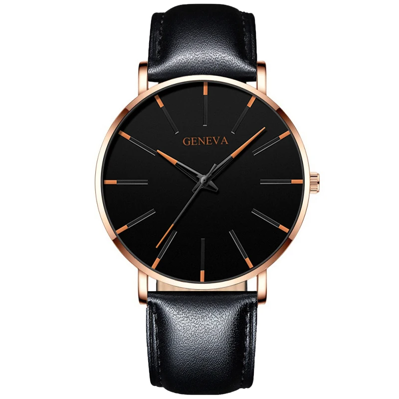 L rose gold orange Роскошные модные мужские минималистичные часы, ультра тонкие черные часы из нержавеющей стали с сетчатым ремешком, мужские деловые повседневные аналоговые кварцевые часы - Цвет: L rose gold orange
