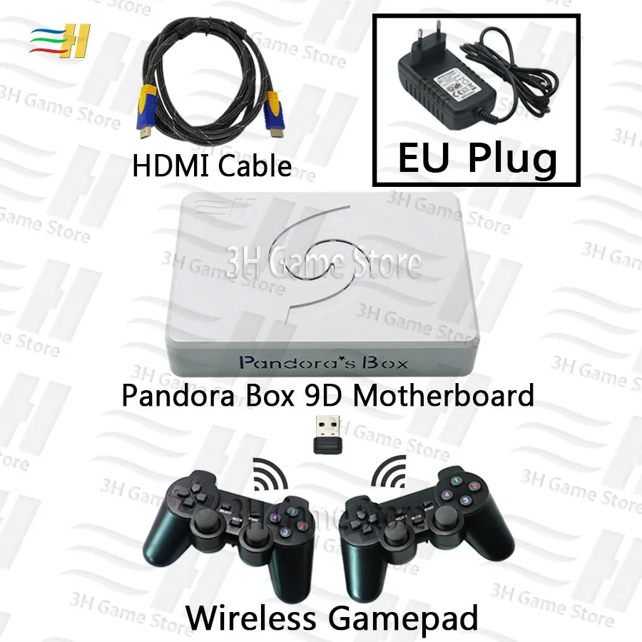 9d wireless EU plug Pandora Box 9D материнская плата геймпад Набор двойной проводной геймпад беспроводной геймпад HDMI VGA подключение ТВ ПК 2500 В 1 Поддержка 3D Tekken - Цвет: 9d wireless EU plug