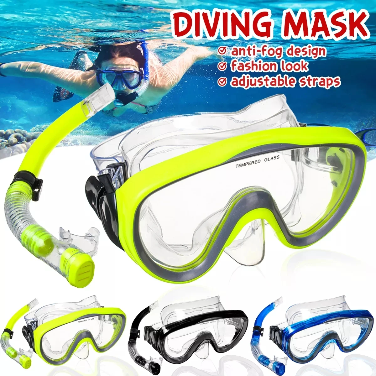 Маска для сноркелей + набор дыхательных трубок маска плавания очки оборудование