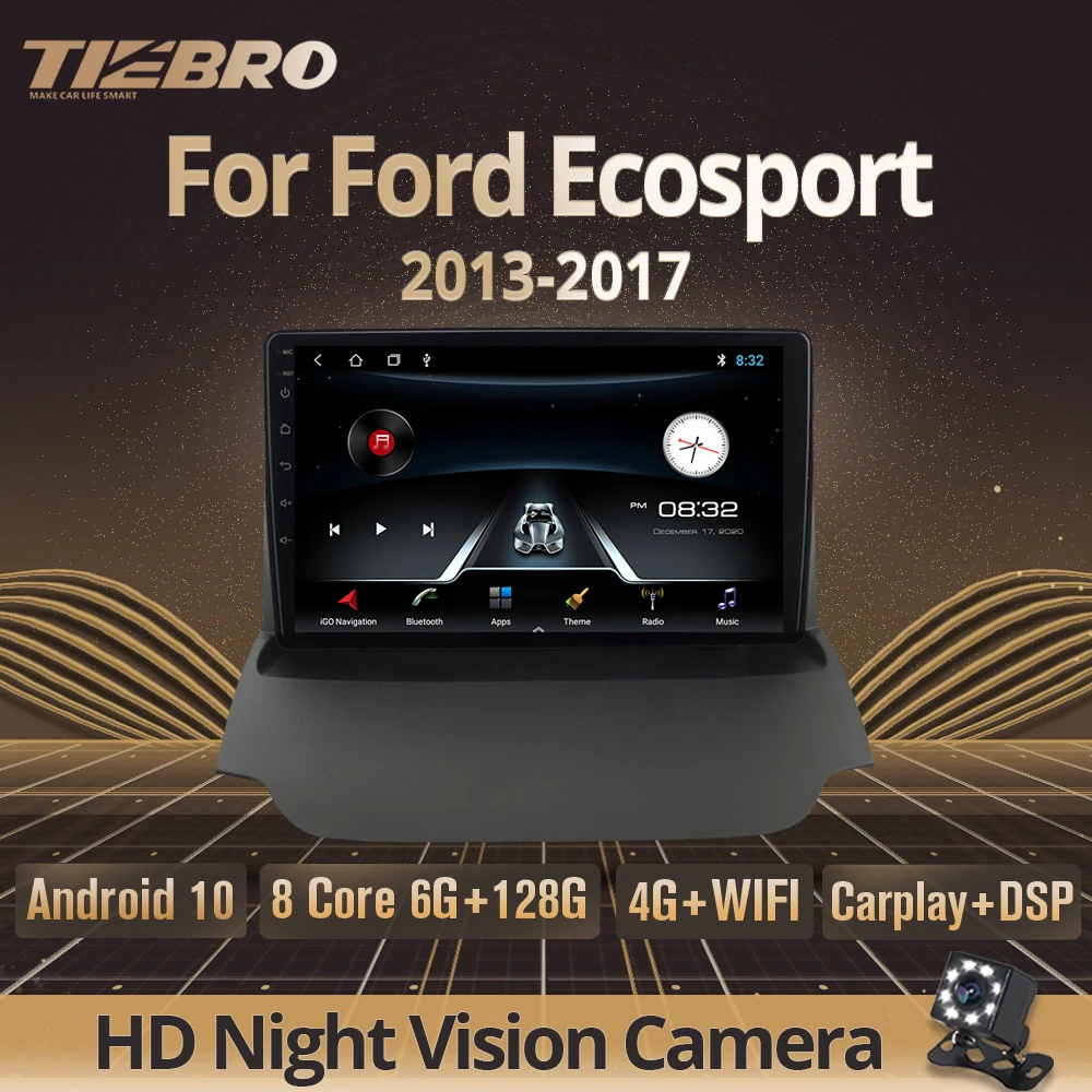 $130.90 TIEBRO 2din Android10.0 Car Radio For Ford Ecosport 2013 2014 2015 2016-2017 Car Multimedia Player Auto Radio Stereo Car Video