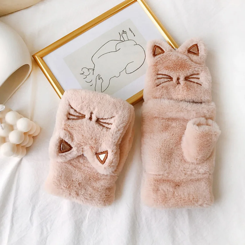 

Kawaii Cute Animal Gloves For Women Girls Autumn Winter Flip Gloves Mittens Touchscreen Gloves Keep Warm Cotton Mittens guantes