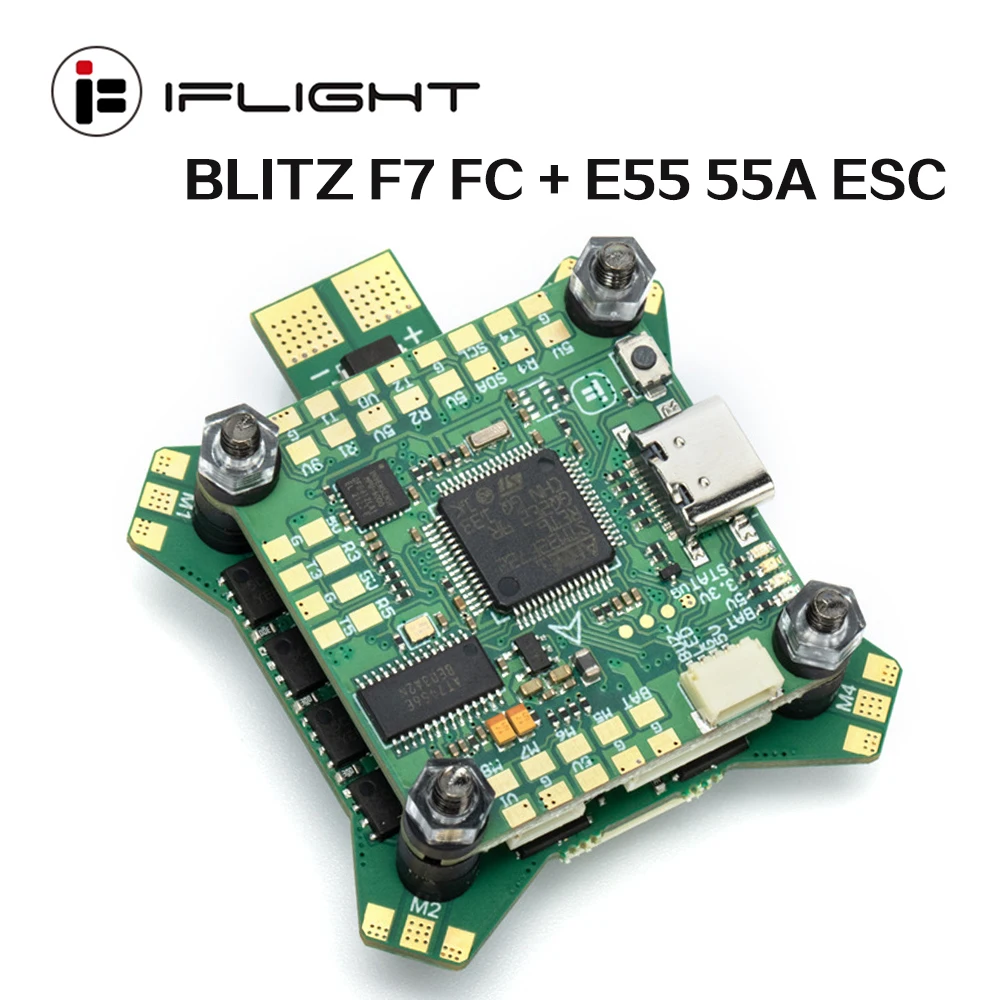 

IFlight BLITZ STM32 F722 F7 Flight Controller W/ BLITZ E55 55A 4-IN-1 ESC 2-6S DShot150/300/600/MultiShot/ OneShot for FPV Drone